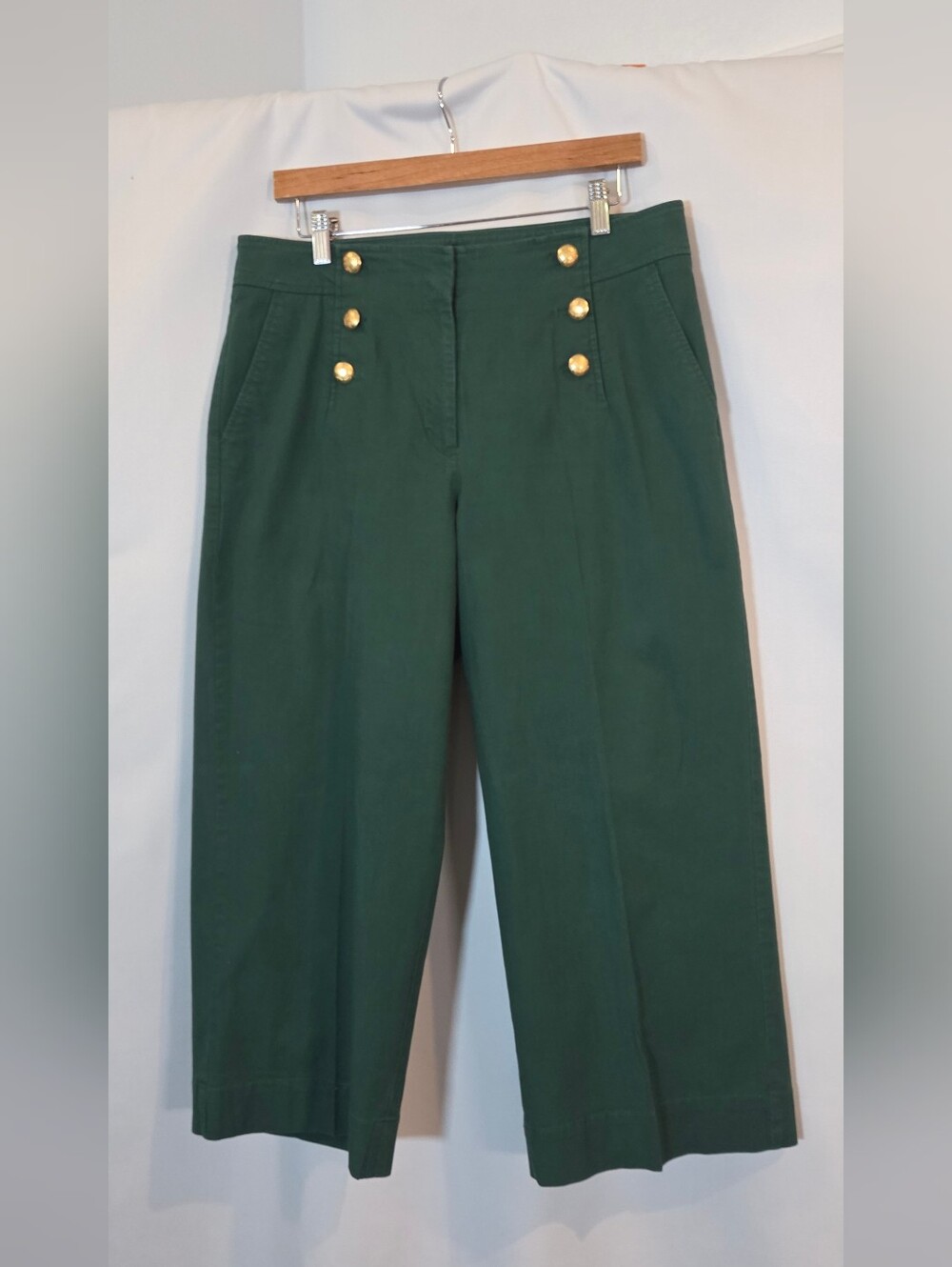Talbots Cotton Slub Sailor Crop Pants in green